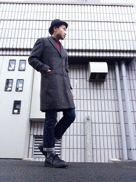 「美容師」｜「アイテム（チェスターコート）」を使った、kyosukeさん（メンズ・172cm）の冬コーディネート