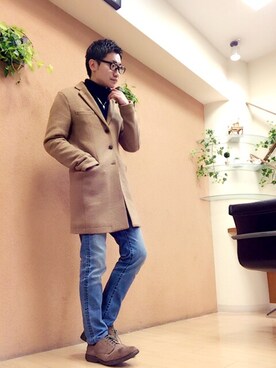 「美容師」｜「アイテム（チェスターコート）」を使った、kyosukeさん（メンズ・172cm）の冬コーディネート