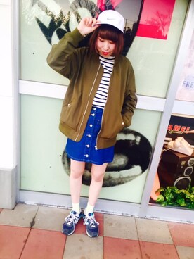 「ボーター」｜「アイテム（MA-1）」を使った、なっつさん（レディース・166cm）の冬コーディネート