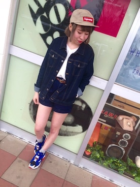 「ショーパン」｜「アイテム（デニムジャケット）」を使った、なっつさん（レディース・166cm）の春コーディネート