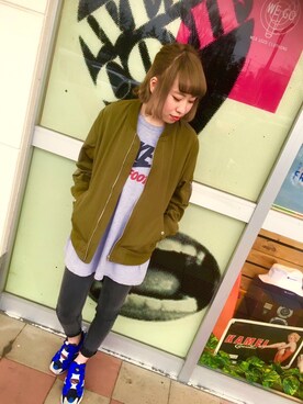 「アイテム（MA-1）」を使った、なっつさん（レディース・166cm・20代）の春コーディネート