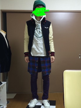 「The DUFFER of ST.GEORGE（ザダファーオブセントジョージ）のアイテム（スタジャン）」を使った、モヌケノカラーさん（メンズ・169cm）の冬コーディネート