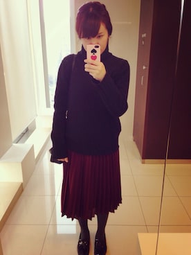 「黒タートルネック」｜「アイテム（その他シューズ）」を使った、AYA☺︎さん（レディース・158cm）の冬コーディネート