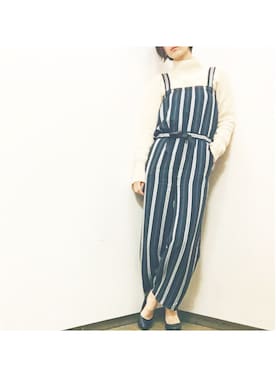 「SO（エスオー）のアイテム（オールインワン・サロペット）」を使った、manaさん（レディース・165cm）の冬コーディネート