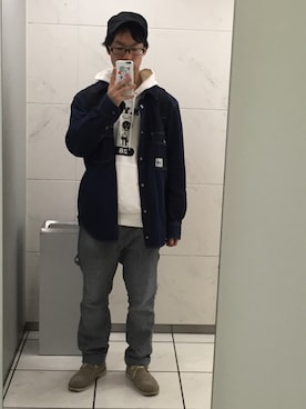 「mercibeaucoup,（メルシーボークー）のアイテム（デニムジャケット）」を使った、ごっしーさん（メンズ・168cm）の冬コーディネート