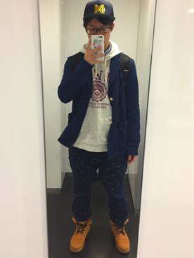 「mercibeaucoup,（メルシーボークー）のアイテム（テーラードジャケット）」を使った、ごっしーさん（メンズ・168cm）の秋コーディネート