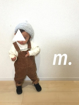 「もけもけ」｜「アイテム（オールインワン・サロペット）」を使った、m & s & nさん（キッズ・80cm）の冬コーディネート