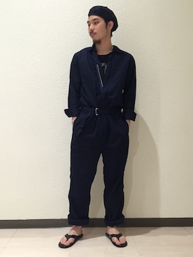 「ENGINEERED GARMENTS」｜「アイテム（つなぎ/オールインワン）」を使った、yoshimura takeshiさん（メンズ・170cm）の夏コーディネート