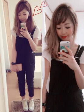 「足長効果」｜「アイテム（オールインワン・サロペット）」を使った、うらさん（レディース・157cm）の夏コーディネート