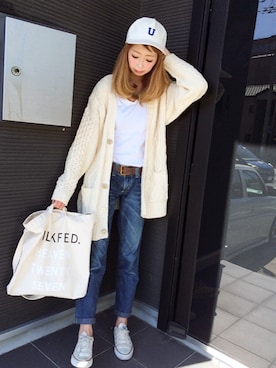 「Factor=（ファクターイコール）のアイテム（帽子）」を使った、うらさん（レディース・161cm）の秋コーディネート