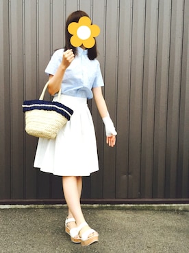 「ひざ丈スカート」｜「アイテム（その他）」を使った、かならいだーさん（レディース・157cm）の夏コーディネート