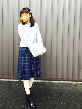 「ひざ丈スカート」｜「アイテム（ブーティ）」を使った、かならいだーさん（レディース・157cm）の冬コーディネート