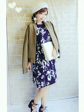 「ファークラッチ」｜「アイテム（ブルゾン）」を使った、kaorumamaさん（レディース・155cm）の秋コーディネート