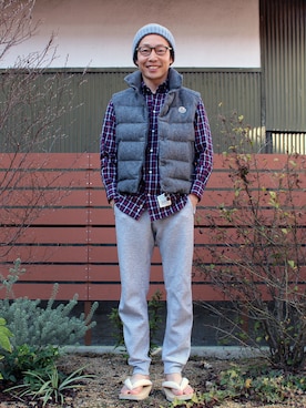 「MONCLER（モンクレール）のアイテム（ライダースジャケット）」を使った、MakotoKanamuraさん（メンズ・165cm）の春コーディネート