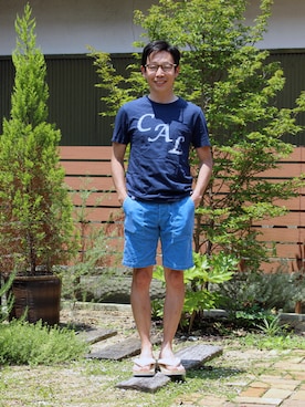 「FELCO（フェルコ）のアイテム（トップス）」を使った、MakotoKanamuraさん（メンズ・165cm）の夏コーディネート