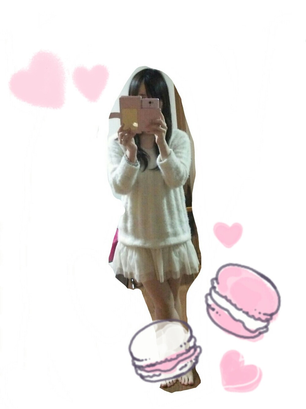 「nice claup、白ワンピース」｜「NICE CLAUPのアイテム（ワンピース、ホワイト系）」を使った、あぇむさん（レディース・154cm）の冬コーディネートの1枚目の写真
