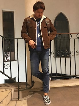 「BAYFLOW(BAYFLOW)」｜「アイテム（カバーオール）」を使った、けいにょろさん（メンズ・182cm）の冬コーディネート