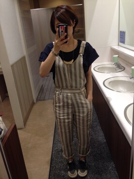「Kastane（カスタネ）の【Kastane】タックカットソー（Tシャツ/カットソー、ブルー系）」を使った、うさちゃんさん（レディース・157cm）の春コーディネート