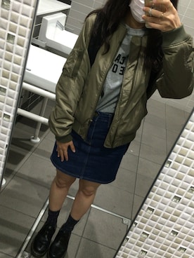 「earth music&ecology（アースミュージックアンドエコロジー）のアイテム（MA-1）」を使った、mzhさん（レディース・148cm）の春コーディネート