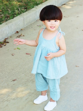 「no brand（ノーブランド）のアイテム（キャミソール）」を使った、Momoさん（キッズ・90cm）の夏コーディネート
