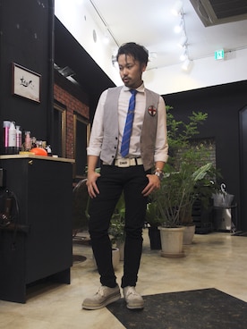 「TOPMAN（トップマン）のアイテム」を使った、加藤晃さん（メンズ・175cm）の夏コーディネート