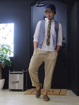 「American Eagle（アメリカンイーグル）のアイテム」を使った、加藤晃さん（メンズ・175cm）の夏コーディネート