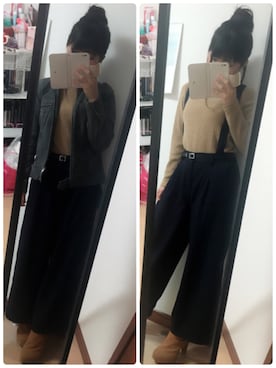 「ストライプパンツ」｜✩Ｋｉｉさん（レディース・154cm・10代）の秋コーディネート
