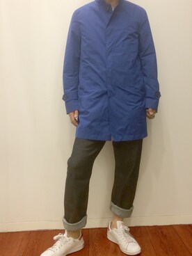 「UNIQLOコーデ」｜「アイテム（ステンカラーコート）」を使った、ユニクロコーデさん（メンズ・168cm）の春コーディネート