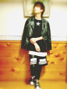 「DANKE SCHON（ダンケシェーン）のアイテム（ライダースジャケット）」を使った、✯yuga✯さん（メンズ・174cm）の冬コーディネート