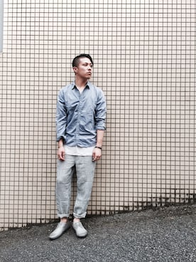 「アイテム（トップス）」を使った、BACKNさん（メンズ・180cm）の夏コーディネート