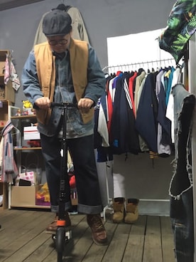 「VINTAGE（ヴィンテージ）のアイテム（スーツベスト）」を使った、bfg_ccclosetさん（メンズ・170cm）の秋コーディネート