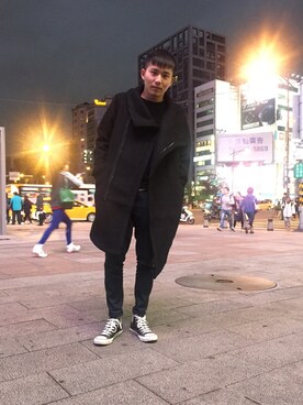 「H&M（エイチ・アンド・エム）のアイテム（ダウンジャケット/コート）」を使った、Allenさん（メンズ・176cm）の冬コーディネート