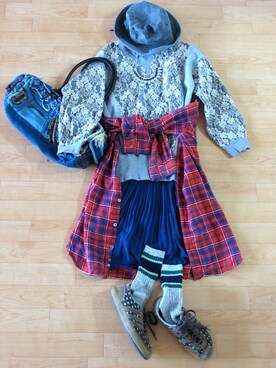 「Mila Owen（ミラオーウェン）のビジューネックレス（アクセサリー、ブラック系）」を使った、minamiさん（レディース・146cm）の春コーディネート