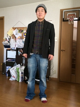 「ベンデイビス」｜「アイテム（ニットキャップ/ビーニー）」を使った、わたるさん（メンズ・170cm）の秋コーディネート