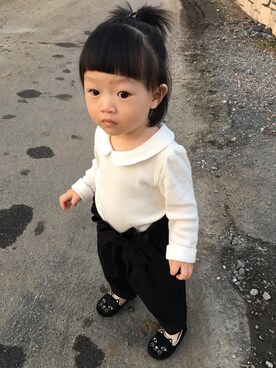 「babyGAP（babyGAP）のアイテム（トップス、ホワイト系）」を使った、Aliceさん（キッズ）の秋コーディネート