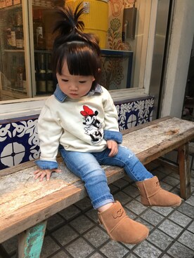 「babyGAP（babyGAP）のアイテム（シャツ/ブラウス、ブルー系）」を使った、Aliceさん（キッズ）の秋コーディネート
