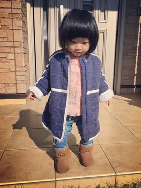 「ZARA KIDSのアイテム（シャツ/ブラウス、オレンジ系）」を使った、Aliceさん（キッズ）の秋コーディネート