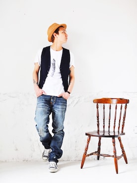 「SCOTCH & SODA（スコッチ アンド ソーダ）のアイテム（帽子）」を使った、柴咲大樹さん（メンズ・174cm）の春コーディネート