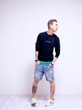 「shorts」｜「アイテム（スウェット）」を使った、柴咲大樹さん（メンズ・175cm）の春コーディネート