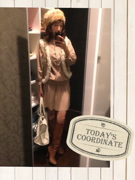 「ラビットファー」｜「アイテム（ワンピース/ドレス）」を使った、キャサさん（レディース・158cm）の冬コーディネート
