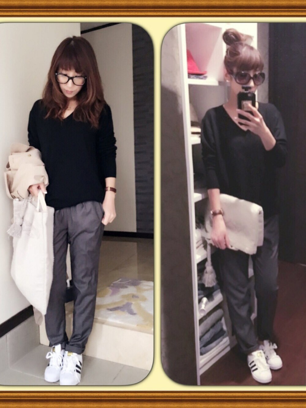 「シンプルコーデ、ootd、オトナカジュアル、outfit、ゆるコーデ、テーパードパンツ、Ungrid、トレンチコート、スーパースター、ダニエルウェリントン」｜「Ungridの【Classy】ﾃｰﾊﾟｰﾄﾞﾗﾌPT（その他パンツ、グレー系）」を使った、キャサさん（レディース・158cm）の春コーディネートの1枚目の写真
