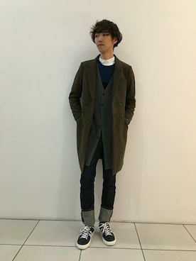 GUILD PRIMEのチェスターコートを使った人気ファッション