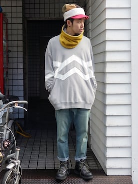 「スウェットワンピース」｜「アイテム（Tシャツ/カットソー）」を使った、ALDIESSTAFFさん（メンズ・172cm）の秋コーディネート