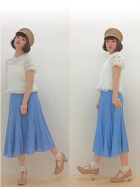 「コルクヒール」｜「アイテム（帽子）」を使った、ばぶさん（レディース・157cm）の夏コーディネート