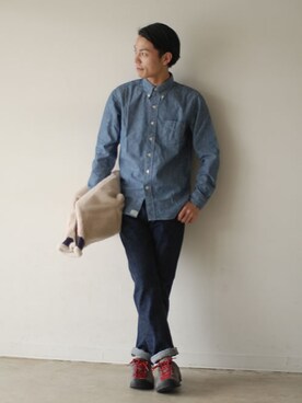 「orSlow（オアスロウ）のアイテム（トップス）」を使った、kajiwaramasanoriさん（メンズ・173cm）の夏コーディネート