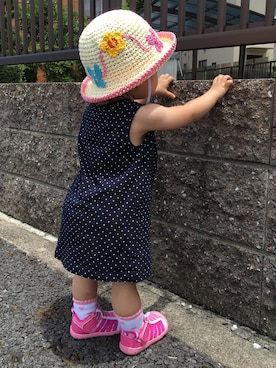 「1歳半」｜「アイテム（チュニック）」を使った、misa＆mamさん（キッズ・70cm）の夏コーディネート