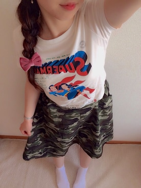 「UNIQLO Tシャツ」｜「アイテム（スカート）」を使った、mai16さん（レディース・155cm）の夏コーディネート