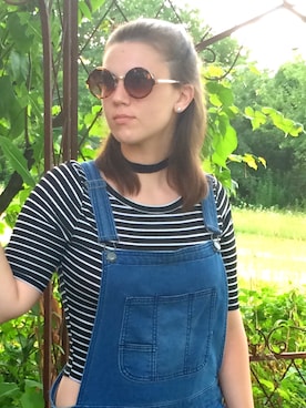「choker」｜「アイテム（つなぎ/オールインワン）」を使った、Shea Writeさん（レディース・160cm）の夏コーディネート