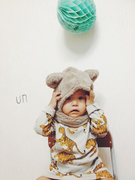 「Mini Rodini（ミニロディーニ）のアイテム（ワンピース/ドレス）」を使った、fuuneさん（キッズ・110cm）の夏コーディネート
