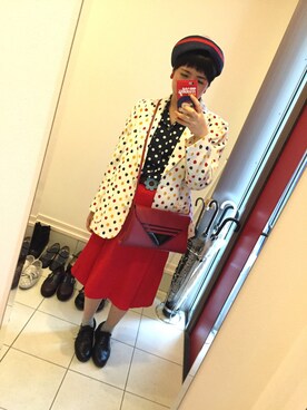 「レトロ」｜「アイテム（レインシューズ）」を使った、nkさん（レディース・156cm）の春コーディネート